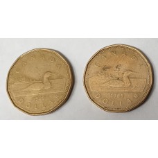 CANADA 1989 . ONE 1 DOLLAR . 2x LOONIE COINS . COLLECTABLE